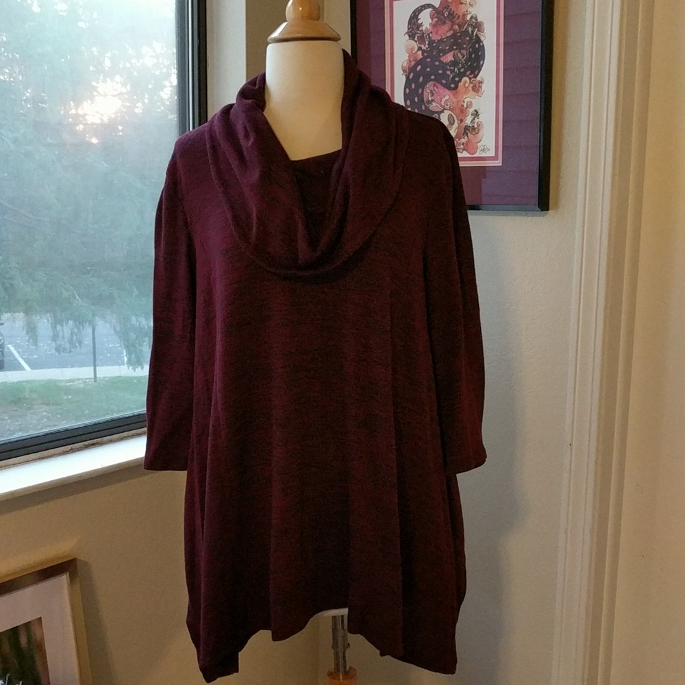 Cowl Neck 3/4 Length Sleeve Top